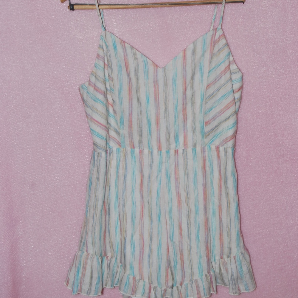 Cream Striped Romper size Med